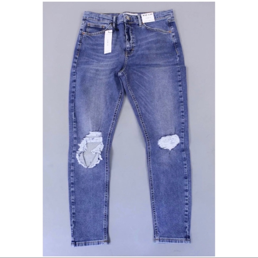 Topshop Women's Jamie Skinny High-Rise Jeans HD3 Faded Denim